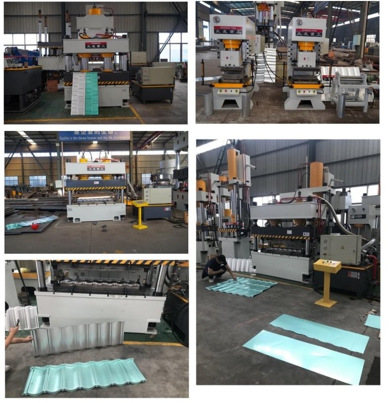 Color stone tile forming hydraulic press 315 tons galvanized sheet metal sheet forming press machine Customer Case