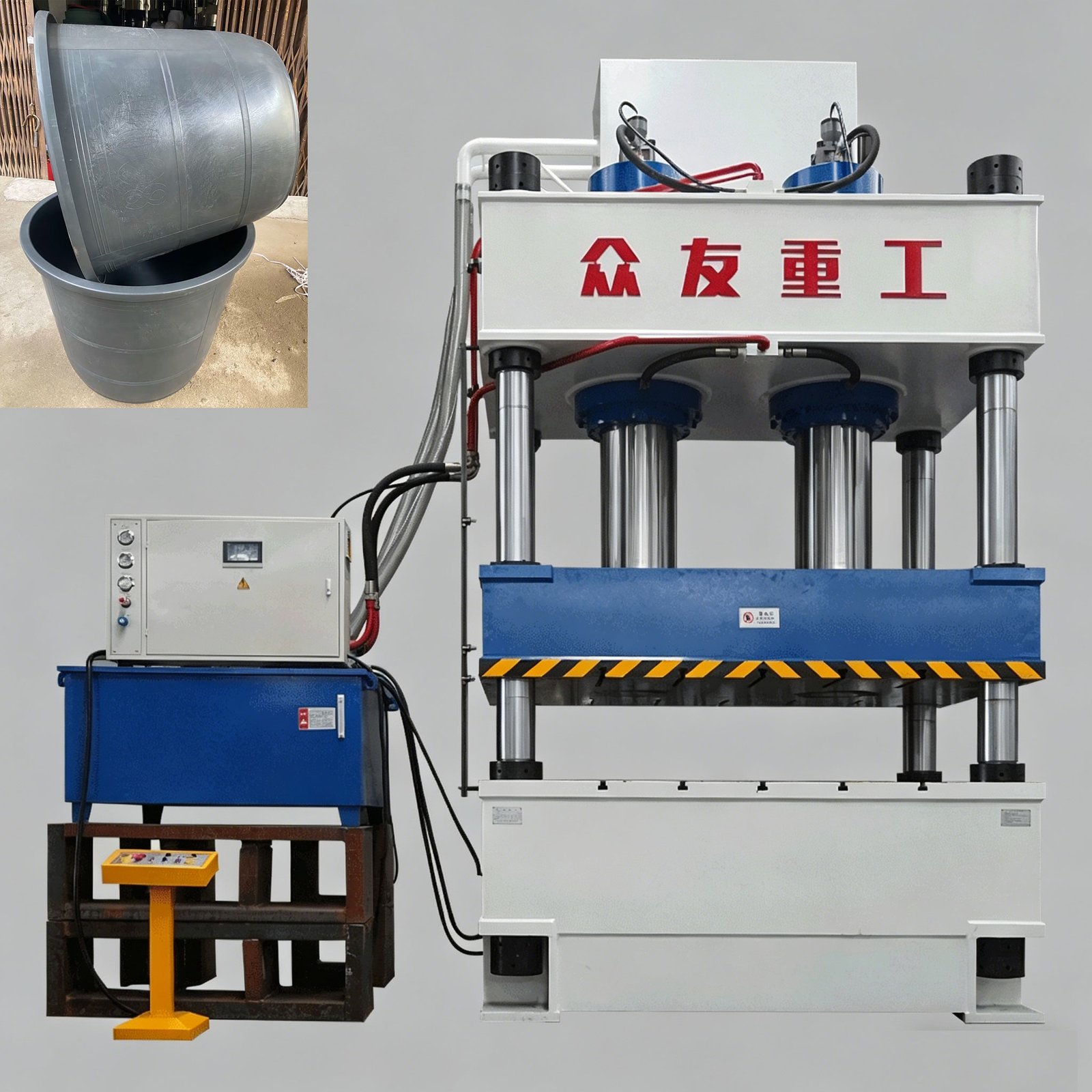 800-ton 4 post  hydraulic press for plastic flower pots (two parts per mold)