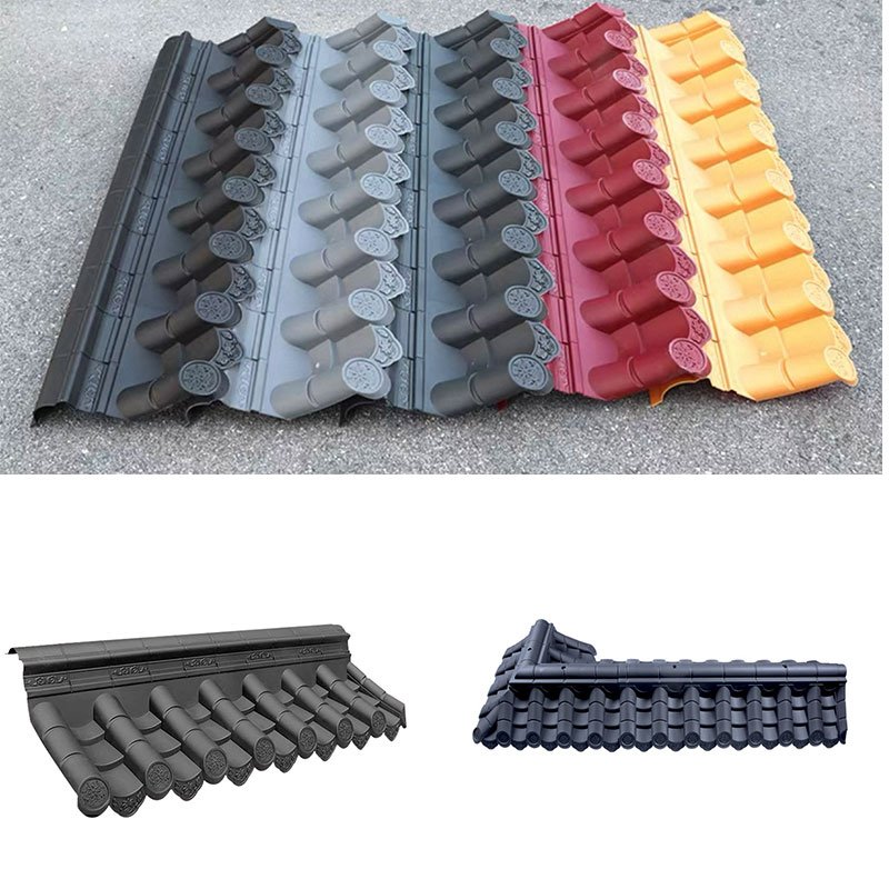 Hydraulic press for the moulding of polymer antique-style roof tiles Compression molding process