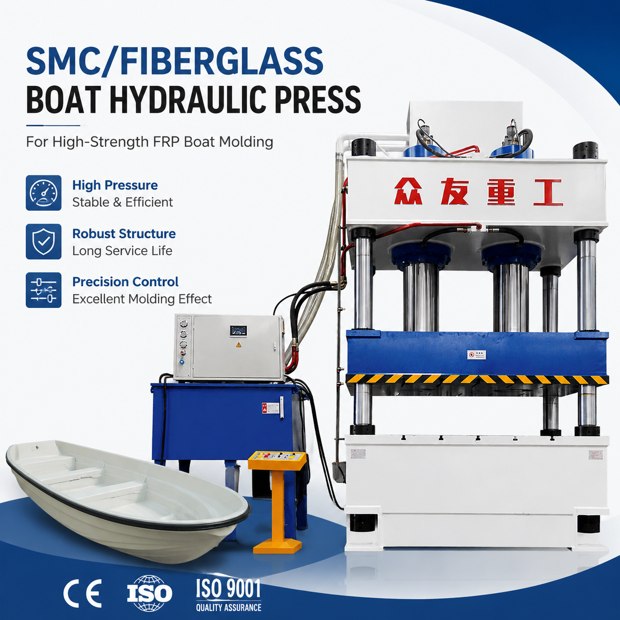 Fiberglass Boat Molding Hydraulic Press Machine  Hydraulic Press for Fiberglass Boat Forming