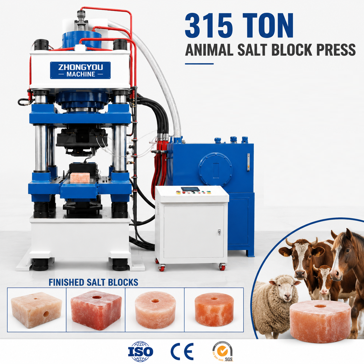 2-5kg Automatic 315 Ton Livestock Salt Lick Block Forming Machine