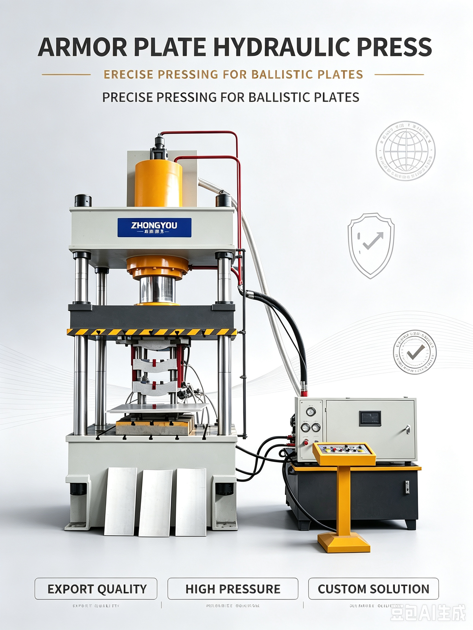 315Ton Ballistic Panel Hydraulic Press for PE/Kevlar/Ceramic Bulletproof Insert Plate Molding