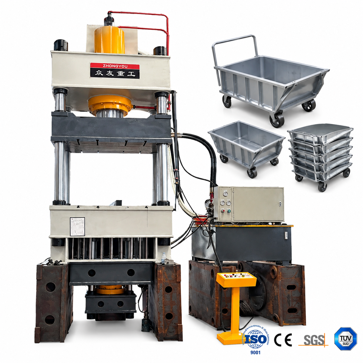 Trolley Body Deep Drawing Hydraulic Press, Four Column Sheet Metal Drawing Press for Trolley Panel Forming